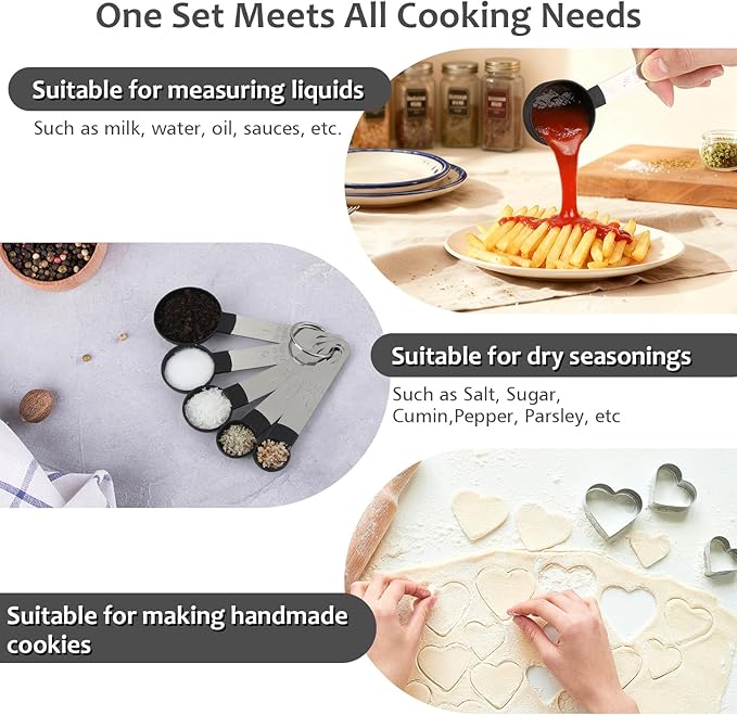 Accmor Measuring Cups & Spoons Set, 10 Pack Plastic Cooking Baking Tools With 5 Pack Stainless Steel Cookie Cutters, Stackable Kitchen Gadgets Nesting Measure Cups Handle for Dry Liquid Ingredients