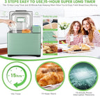 2.2LB Larger Bread Maker Machine with Dual Heaters, 17-in-1 Bread Machine With Die-Cast Ceramic Pan & Auto Fruit Dispenser, Full Stainless Steel Breadmaker, 15H Timer&Keep Warm, Sourdough, Gluten-Free