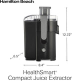 Hamilton Beach HealthSmart Juicer Machine, Compact Centrifugal Extractor, 2.4” Feed Chute for Fruits and Vegetables, Easy to Clean, BPA Free, 400W, Black and Gray (67502)
