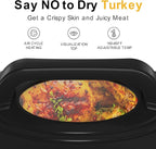 26Qt Turkey Roaster Oven Buffet with Self-Basting Lid, 1450W Electric Roaster Oven with Cool-Touch Handles, Stainless Steel Roaster Oven with Removable Pan and Rack, Silver