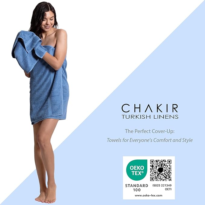 Chakir Turkish Linens Luxury Spa and Hotel Quality Premium Turkish Cotton 6-Piece Towel Set (2 x Bath Towels, 2 x Hand Towels, 2 x Washcloths)