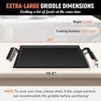 Universal Large Carbon Steel Griddle for Outdoor Gas Grill, Induction, Gas/Electric Stove, and Oven, Double Burner Griddle with Thickened Heat-insulating Gloves, Pre-seasoned Nitride Coating Process