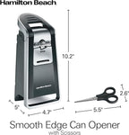 Hamilton Beach Smooth Edge Electric Automatic Can Opener for Kitchen with Easy Push Down Lever,Extra Tall,Includes Stainless Steel Scissors,Black and Chrome (76607),(Pack of 2)