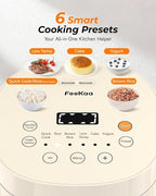 Feekaa Rice Cooker Small, 3-Cup Uncooked / 6-Cup Cooked, Compact Mini Rice Cooker Small Kitchen with Ceramic Coated Inner Pot, Rice Maker with 6 Menu Options, Low Temperature Cooking, 12H Delay Timer