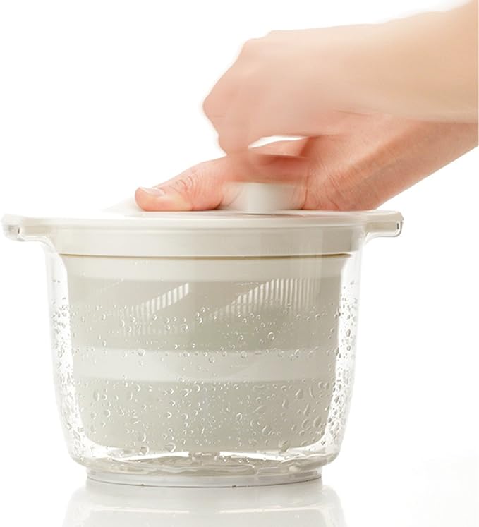 Risu Liberalista Salad Spinner, Vegetable Drainer, White, 0.6 gal (2.3 L), Made in Japan