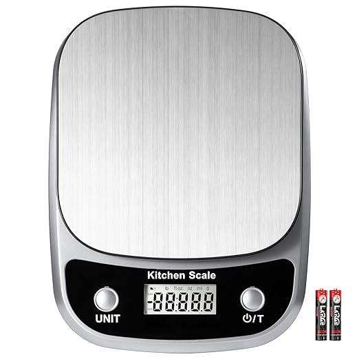 GRAM PRES Food Kitchen Scale Digital Weight Grams and Oz，Professional Digital Kitchen Food Scales 10kg/1g for Weight Loss Dieting Baking Cooking,Stainless Steel Weighing Platform,LCD Display