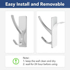 pickpiff Silver Self Adhesive Coat Hooks for Hanging: 13LB Extra Strong Stainless Wall Hook for Towel, Utensil, Backpack, Hat, Sturdy Metal Hanger for Bathroom, Kitchen, Door, 10-Pack