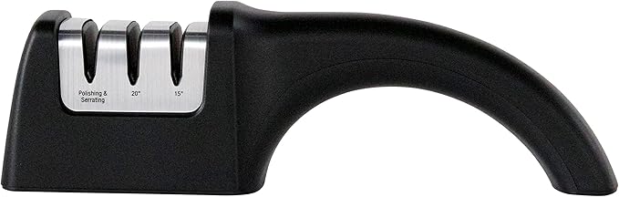 Chef'sChoice Professional Manual Knife Sharpeners AngleSelect for 15- and 20-Degree Straight-Edge and Serrated Knives with Diamond Abrasives Precise Angle Control & Compact Footprint, 2-Stage, Black