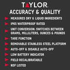Taylor TE10CSW 10-Pound Water Resistant Digital Portion Control Scale, Multi-Functional Food Scale for Precise Weight Measuring and Portion Control, Tare Function, NSF, Stainless Steel Platform