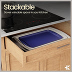 Bakken Swiss Cookie Sheet 3 Piece Set - Non-Stick, Stackable Baking Pans, Deluxe Ceramic Coating – Dishwasher Safe - for Home Baking