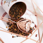Pinky Up Heart Shaped Tea Ball, Reusable Loose Leaf Tea Infuser, Brew Tea with Ease, Stainless Steel, Rose Gold