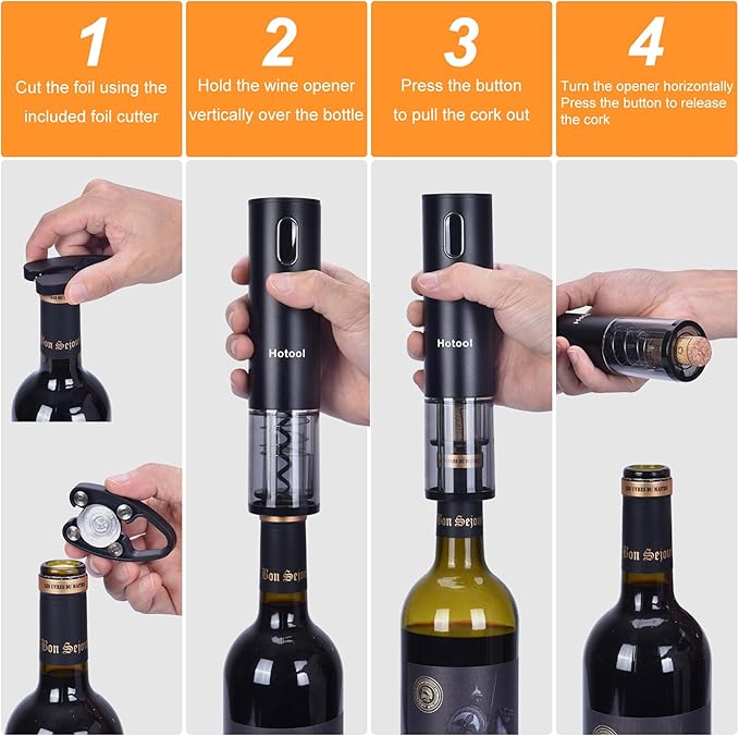 Electric Wine Opener Set with Base – Rechargeable Wine Bottle Opener with Foil Cutter, Wine Aerator and Wine Stoppers – Wine Accessories Gift for Wine Lovers