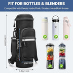 Crossbody Carrier Bag for Owala Water Bottle, Insulated Cup Holder Sleeve for Ninja Portable Blender with Adjustable Shoulder Handheld Strap & 2 Pockets, Travel Gym Camping Accessories for Men Women