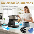 Self Adhesive Caster Wheels for Countertop - Furniture Sliders & Appliance Rollers for Kitchen, Coffee Machine, Blender, Oven(Black, 24pcs)