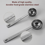 Safring Premium Coffee Scoop Set, Set of 2, Metal Stainless Steel Long Handle Coffee Scoop, Measuring Coffee Spoons Contains 1 Tablespoon (15 ml) and 2 Tablespoons (30 ml) Spoon-Black