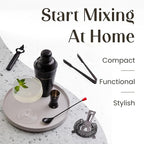 Modern Mixology Cocktail Shaker Set - 8 Piece Bartender Kit on Quality Pine Stand | Complete Cocktail Kit Gift Set | Top Bartender Gifts for Men | Leak Proof Design (Black)