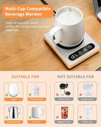 Maestri House ETL Listed Coffee Mug Warmer with 4 Temp Settings & 1-12 Hour Timer, Auto Shut Off for Desk, Smart Electric Beverage Warmer, Candle Melter for Home and Office (Gold)