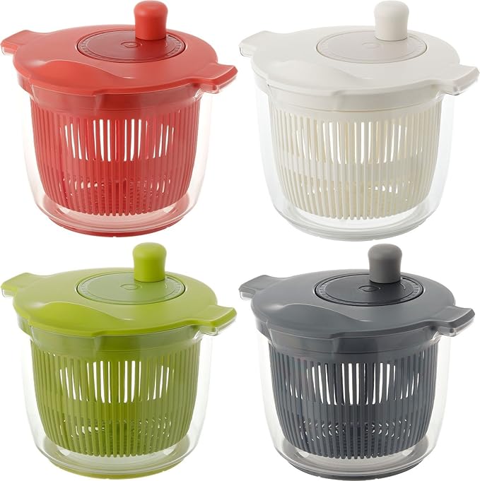 Risu Liberalista Salad Spinner Vegetable Drainer, Red, 0.6 gal (2.3 L), Made in Japan