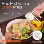 YARRAMATE 2Pcs 16oz/470ml 2 in 1 Oil Sprayer for Cooking with Stickers, Food-grade Glass Oil Spray Bottle, Oil Dispenser and Oil Sprayer for Kitchen, Salad, Frying, BBQ (White & Orange)