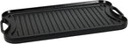Amazon Basics Pre-Seasoned Cast Iron Reversible Rectangular Grill/Griddle with Even Heat Distribution, Black, 20 x 10.63 x 0.98 inch