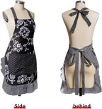 Vintage Floral Apron for Women with Functional Pockets Adjustable Neck Strap for Cooking Baking Mother's Gift