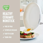GreenLife Soft Grip 16 Piece Cookware Set, Non-Toxic PFAS-Free Ceramic Nonstick, Frying, Sauce, Saute, Utensils, Glass Lids, Stay-Cool Handles, Wobble Free, Dishwasher & Oven Safe, Cream