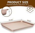 Wildone Baking Sheet Pan Set, Honeycomb Embossed Nonstick Baking Sheet 15x10 In, Thicker Carbon Steel Cookie Sheet, Even Heating Jelly Roll Pan, Rose Gold, 2 Pack