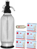 iSi North America Classic Sodamaker Set with Soda Siphon Chargers, 50-Pack - Stainless Steel 1-Quart Sparkling Water System & CO2 Carbonation Chargers for Carbonated Drinks, Juices, Cocktails