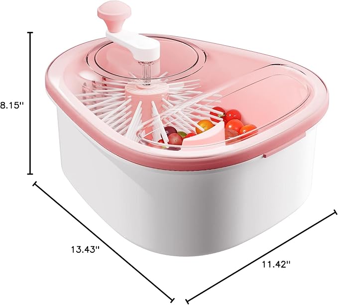 JOYMOOP Fruit Cleaner Spinner JOYLOOP, Large Fruit Washer Spinner with Brush, Fruit Cleaning with Fruit Washing Bowl, Fruit and Salad Cleaner with Fruit Spinner Bowl,Fruit and Vegetable Scrubber