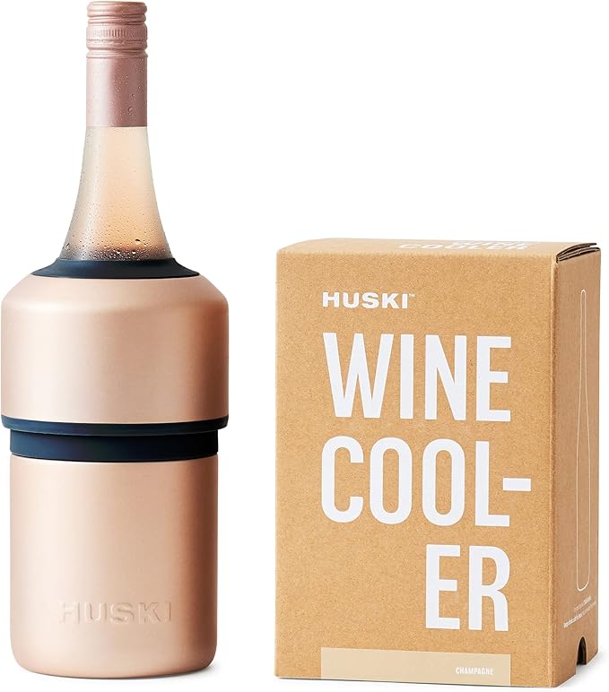 Huski Wine Chiller | Award Winning Iceless Design | Keeps Wine Cold up to 6 Hours | Wine Accessory | Next Generation Ice Bucket | Fits Some Champagne Bottles | Perfect Gift for Wine Lovers (Champagne)