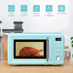 Moccha Retro Microwave, 0.7Cu.ft Compact Microwave, 700-Watt Countertop Microwave Ovens w/5 Micro Power, Delayed Start Function, LED Display, Child Lock, Small Microwave (Green)