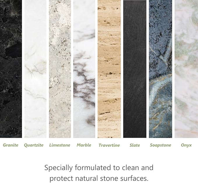 MORE Stone & Quartz Cleaner + Protector - Water Based Formula for Natural Stone and Quartz Surfaces (Pint 16 oz - Twin Pack)
