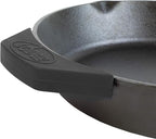 Lodge Silicone Assist Handle Holder - Dishwasher Safe Hot Handle Holder Designed for Traditional Cast Iron Dual Handle Products - Reusable Heat Protection Up to 450° - Black