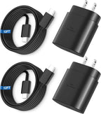 Super Fast Charger Type C, 25W USB C Wall Charger Fast Charging for Samsung Galaxy S25 Ultra/S25/S25+/S24+/S24 Ultra/S24/S24+/S23 Ultra/S22 Ultra/S21 Ultra with 12FT Long Type C Charger Cable 2Pack