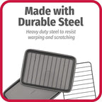 GoodCook Set of 2 Nonstick Steel 9" x 6" Toaster Oven Mini Baking Sheets with Racks, Gray