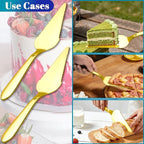 Eisinly Cake Pie Server Set for Wedding, Elegant Pizza Slicer Server Set with Stainless Steel Big Serrated Edges, Cake Cutter Pie Spatula for Birthday Anniversary, 2 Pcs, Gold