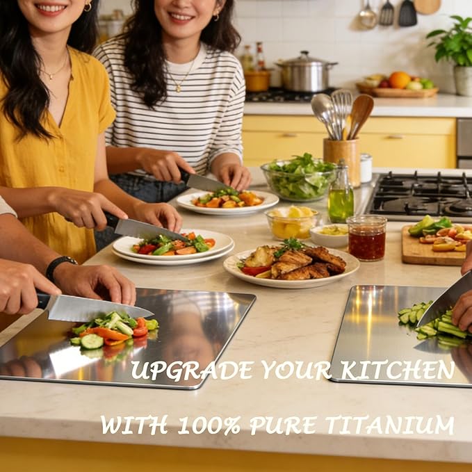 100% Pure Titanium Cutting Board, Titanium Cutting Boards for Kitchen Dishwasher Safe, Food-Grade Metal Meat Chopping Board Mat for Cooking Tasks and Outdoor Charcuterie Party (S, 9.25”×5.71”)