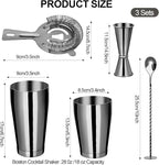 Mwellewm Cocktail Shaker Boston Shaker Set 15 Pcs Professional Bartender Kit Bar Shaker Stainless Steel Drink Shaker Bartending Beginner Martini Shaker Tin Mixed Alcohol Shaker Tool(Black)