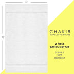 Chakir Turkish Linens, 100% Cotton Premium Quality Turkish Bath Sheets (35''x70'' Large Bath Sheet Towels - White)