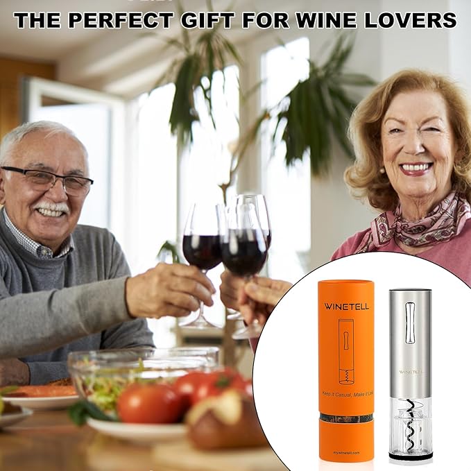 Electric Wine Opener, Rechargeable Wine Bottle Opener with One-Click Button, Reusable Automatic Corkscrew Remover - Great Present for Wine Lovers, Wine Gift