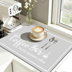 Findosom Dish Drying Mat, 17"x 32" Super Absorbent & Hide Stain Coffee Mat, Cuttable Drying Mat for Kitchen Counter, Coffee Bar Accessories, Under Dish Rack, Coffee Maker, Espresso Machine, LightGrey