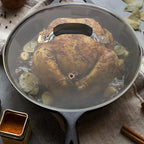 12 Inch Tempered Glass Pot Lid Compatible with 12” Lodge Cast Iron Skillets and 7 Quart Dutch Ovens - Designed with Steam Vent Hole and Heat Resistant Handle