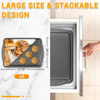 Baking Pan Set of 3 - Carbon Steel Baking Sheets Set, 17 Inch, Nonstick Cookie Sheets for Baking, Rust & Warp Resistant & Stackable, Nontoxic & Heavy Duty & Easy Clean