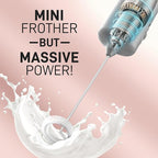 Mini & Mighty Milk Frother Wand – Powerful Handheld Coffee Frother, Battery Operated Drink Mixer – Compact Pocket Size – Detachable Whisk for Latte, Cappuccino, Matcha, Hot Chocolate – Silver