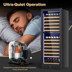 24 Inch Dual Zone Wine Cooler Refrigerator, Large Capacity Freestanding/Built-in Upgraded Professional Wine Fridge with Powerful Compressor, Advanced Cooling System, Quiet Operation, Black