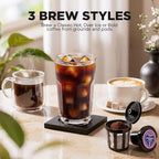Tastyle Single Serve Coffee Maker Hot and Iced with Bold Brew, Small Coffee Machine for K Cup and Ground, Fits 7.3'' Travel Mug, Brews up to 16 Oz, 5 Cup Sizes, Compact for Office, RV& Hotel, Lavender