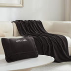 Three Geese 2-in-1 Travel Blanket and Pillow, Soft Flannel Airplane Throw Blanket and Pillow with Luggage Sleeve, 65x40inches, Portable Compact Design with Bag, Ideal for Travel Comfort.