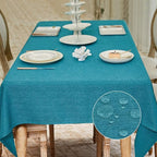 BALCONY & FALCON Rectangle Tablecloth Washable Wrinkle Resistant and Water Proof Table Cloth Decorative Linen Fabric Tablecloths for Dining Parties Kitchen Wedding and Outdoor Use (Lake Blue, 57x118)