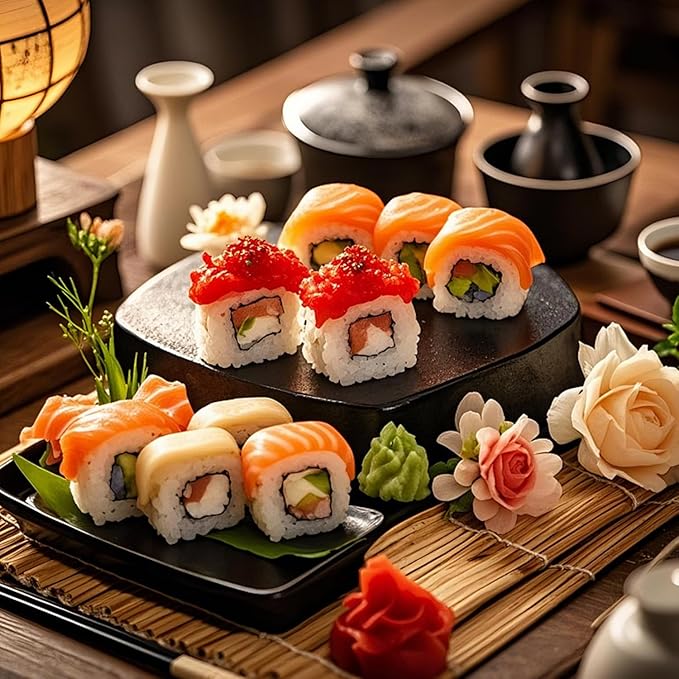 EKIND Sushi Mold Set for Rice Musubi Maker Press DIY Tool, with Nonstick Surface and Small Rice Paddle Rectangular Shape Kitchen Gadget (Semi-transparent)