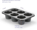 Monfish 2PCS Deep Jumbo Muffin Pan 6 Cup Carbon Steel Black Stone non Stick Coating Muffin Tin 3.5diax3 cup